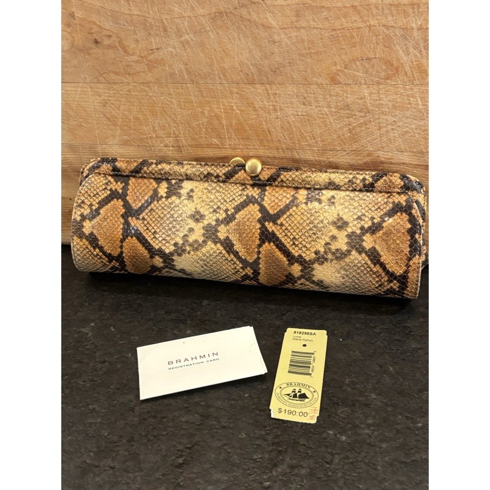 Brahmin Python Embossed Leather Clutch - image 7